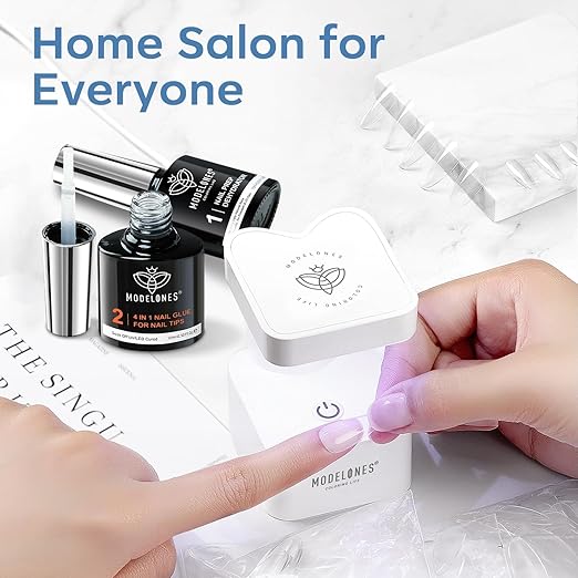 modelones X Nail Gel Kit,Square Nail Tips, 9-in-One Glue Prep Dehydrator & Portable Mini U V Light Acrylic Clipper, 500Pcs Medium Square Tips for Extension Kit DIY Salon Home Gift