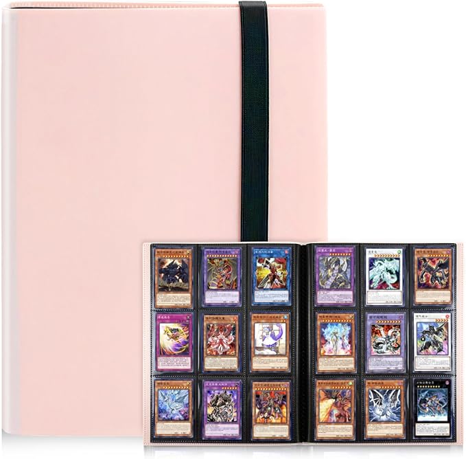 Trading Card Binder 9 Pocket, 360 Card Waterproof Folder with Side Loading Sleeves, Sturdy Card Collection Album for MTG, TCG, Game Cards & Sports Cards (1, Pink)