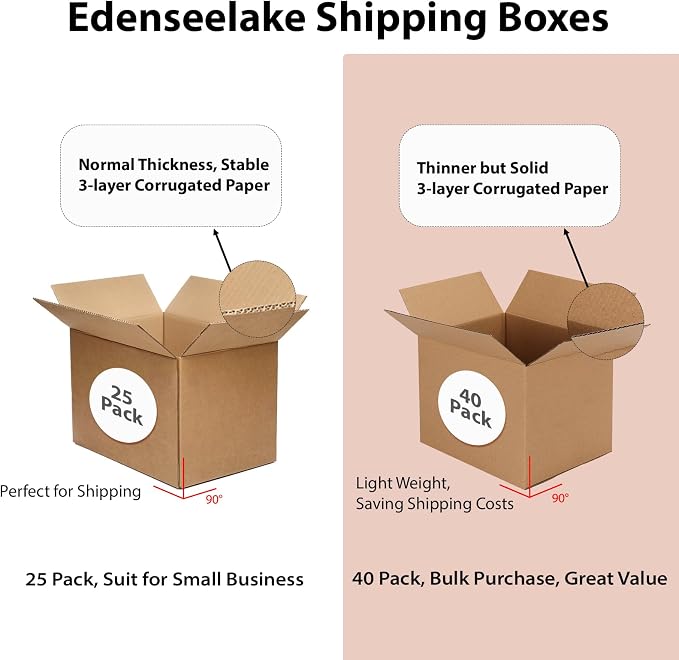 Edenseelake Cardboard Boxes 6 x 6 x 6 inches Small Shipping Boxes, 25 Pack