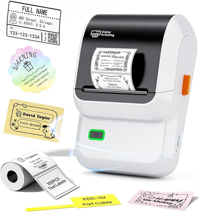 Ponek Label Makers, Bluetooth Thermal Sticker Printer with 6000+ Templates | Portable 2 inch Inkless Label Printer Easy to Use for Small Business, Home, School, Organization, Safety Label Makers, White
