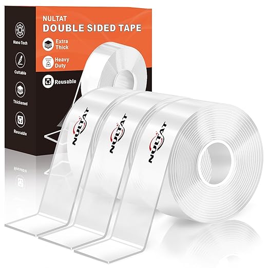 Double Sided Tape Heavy Duty, 1.18" x 120" Strong Nano Double Stick Tape, Removable, Washable, Reusable Adhesive Tapes for Wall, Clear Multipurpose Adhesive Mounting Tape (30FT)