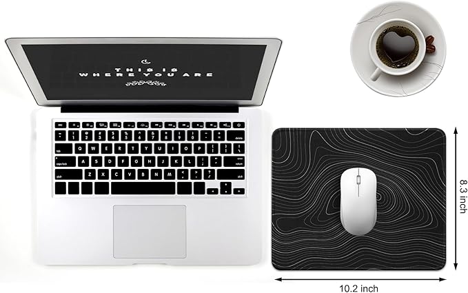 JIKIOU Mouse Pad with Stitched Edge, Comfortable Mouse Pads with Non-Slip Rubber Base, Washable Mousepads Bulk with Smooth Cloth, Mouse Pads for Computers Laptop Mouse 10.2x8.3x0.12inch Contour