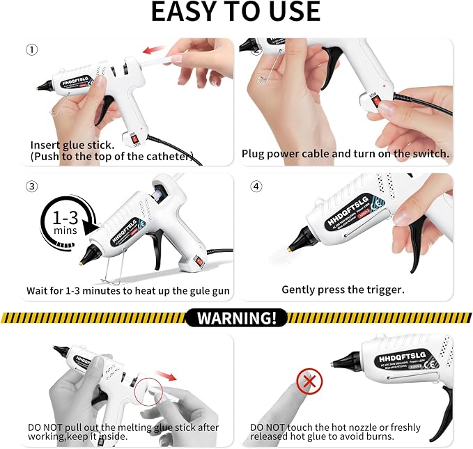 Hot Glue Gun Kit with 30 Sticks, 60/120W Full Size Dual Power Glue Gun | 20W Fast Preheating Anti-Drip Glue Gun and Sticks Set (6"x0.44") Mini Glue Gun Ideal for School Crafts DIY Making Repairs