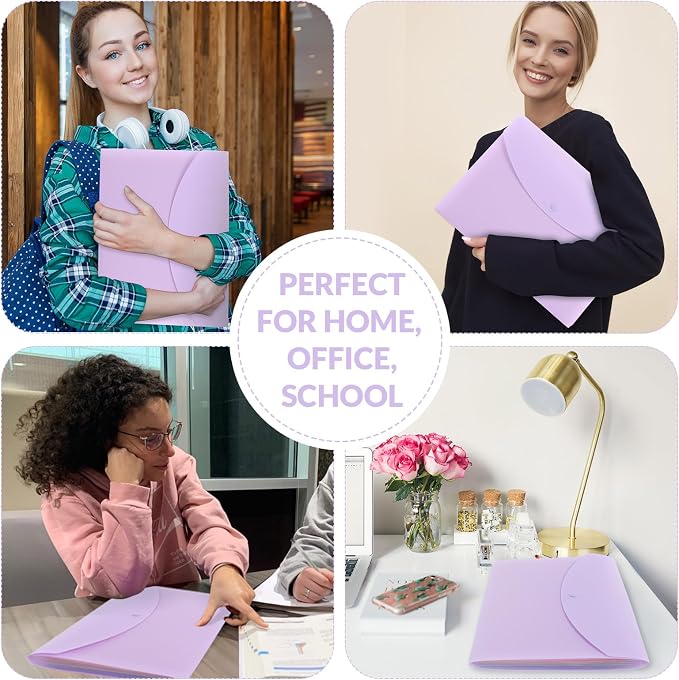 SKYDUE Cute Accordion File Organizer, Expanding File Folder with 8 Pockets, Document Organizer with Colorful Tabs for School, Office, Hospital Tax, Receipts Storage Letter/A4 Size Purple