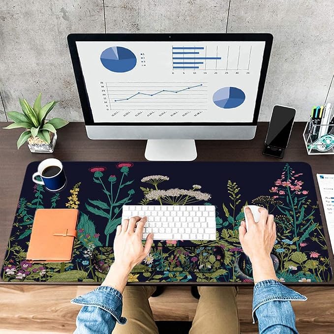 Large Mouse Pad with Wrist Rest, 4-in-1 Wrist Rest for Keyboard and Mouse | Non-Slip Waterproof Desk Mat Set, 35.4"x15.7" Desk Mat+Keyboard Wrist Rest+Mouse Wrist Support+Cup Coaster for Home Office
