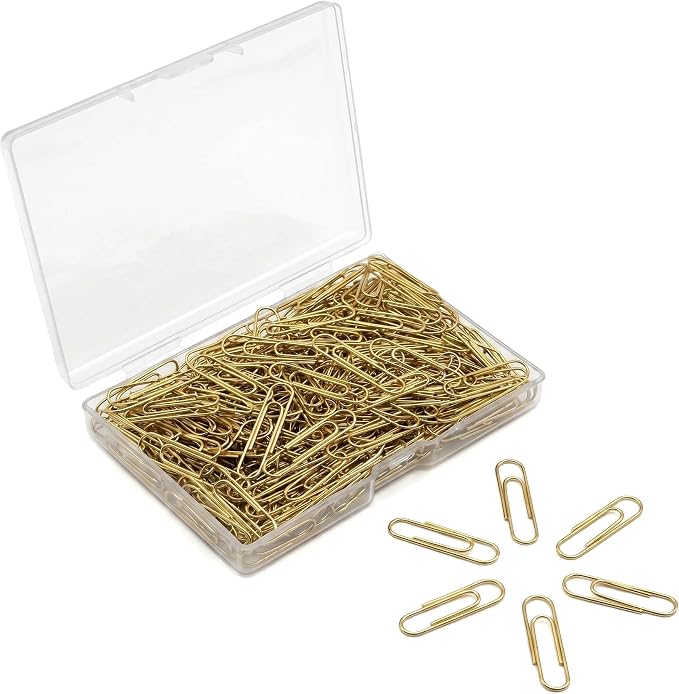 300 PCS Gold Paper Clips, Durable and Rustproof, Great for Office School Organizing (1.1 inch)