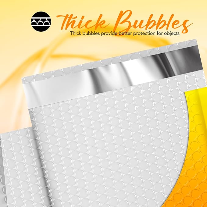 Fuxury Bubble Mailers 8.5x12" 240 Pack Padded Envelopes Usable Size 8.5x11" Thick Mailing Envelopes Bubble Opaque Padded Mailers Shipping Bags for Mailing Jewelry Makeup Small Business #2 YellowOrange