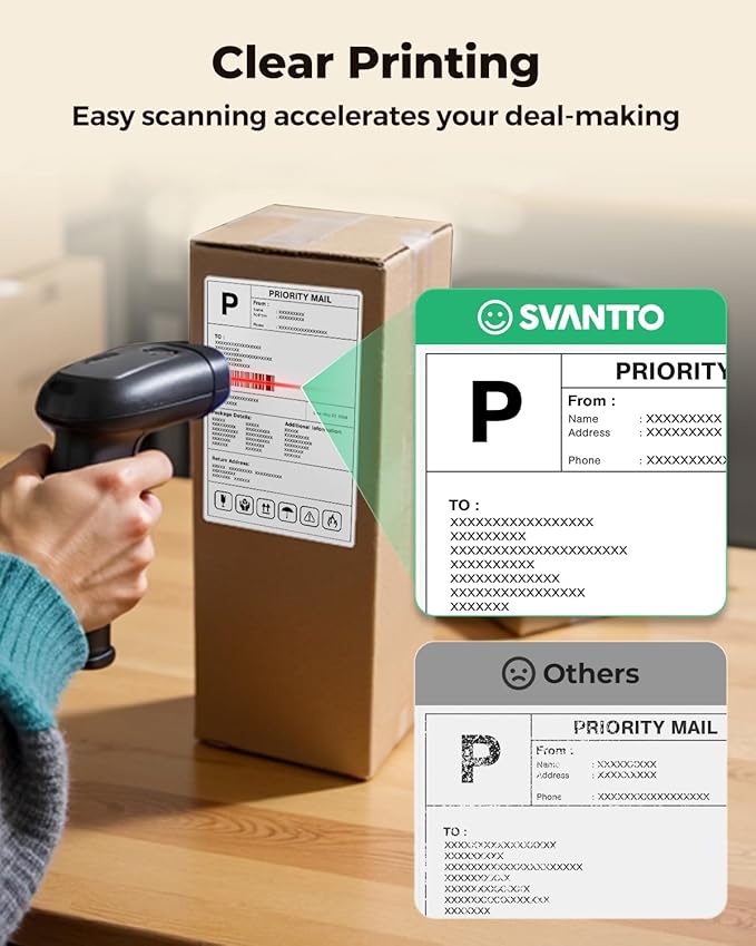 SVANTTO 4x6 Thermal Labels, Strong Adhesive and Perforated Shipping Labels, Thermal Printer Labels for Mailing Postage Address（220Pcs/Stack）