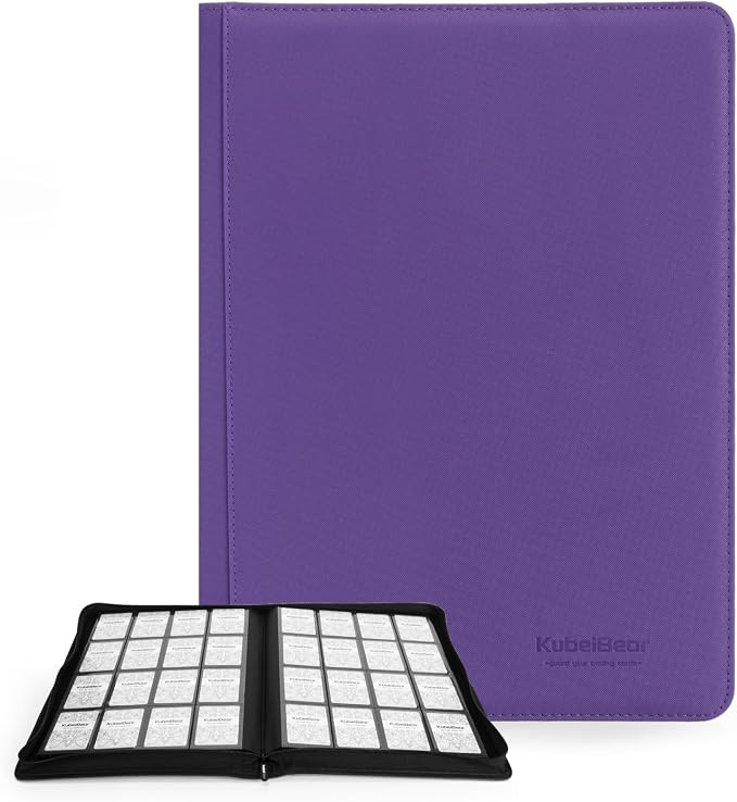 Card Binder – 1024 Capacity, Zippered Trading Card Holder for MTG, Sports & Collectible Cards – Acid-Free, Durable & Travel-Friendly Storage (Purple dots, 16 Pocket)