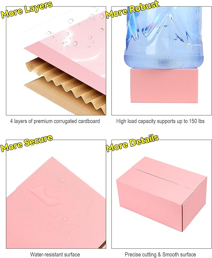 9x6x4 Inch Cute Pink Shipping Boxes, 30 Pack Corrugated Cardboard Box, Mailing Packaging Boxes for Small Business