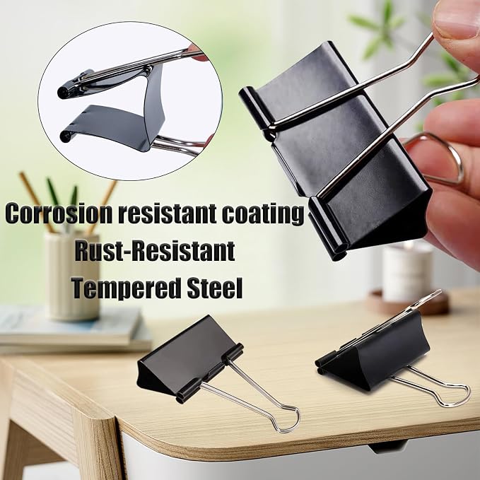 Extra Large Binder Clips 2.4 Inch (60 Pack), Black | Large Binder Clips Big paper clips Clamps for Office and Home Supplies