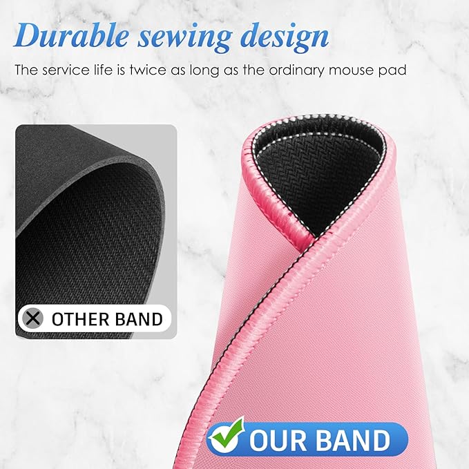 Round Mouse pad, high-end Texture, Sewn Edge Design, Anti-Slip Rubber Base. 8.6 x 8.6 inches (Pink)