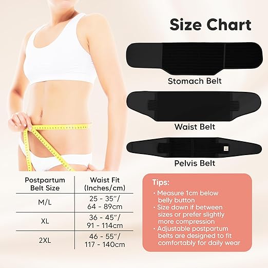 KeaBabies 3 in 1 Postpartum Belly Support Recovery Wrap – 2-Pack Postpartum Belly Band, After Birth Brace, Slimming Girdles, Waist Shapewear, Post Surgery Pregnancy Support Band (Black/Ivory, M/L)