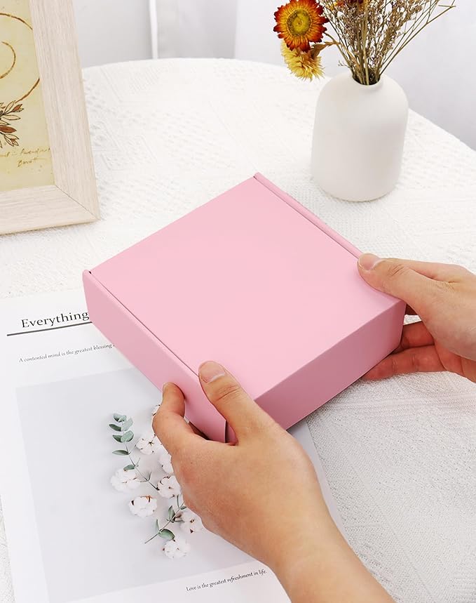 Pink Shipping Boxes for Small Business 6x6x2, 30 Pack Small Corrugated Cardboard Boxes for Shipping Mailing