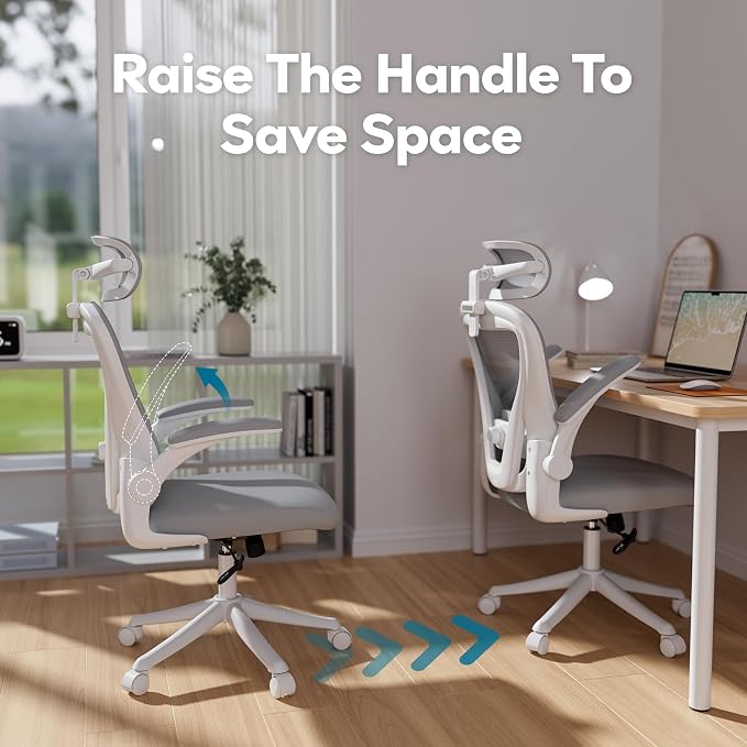 Ergonomic Office Chair with Memory Foam Seat, Computer Desk Chair | 3.5" Memory Foam Cushion, 3D Adjustable Headrest, Lumbar Support, Flip-Up Armrests, Breathable Mesh, 330LBS Weight Capacity