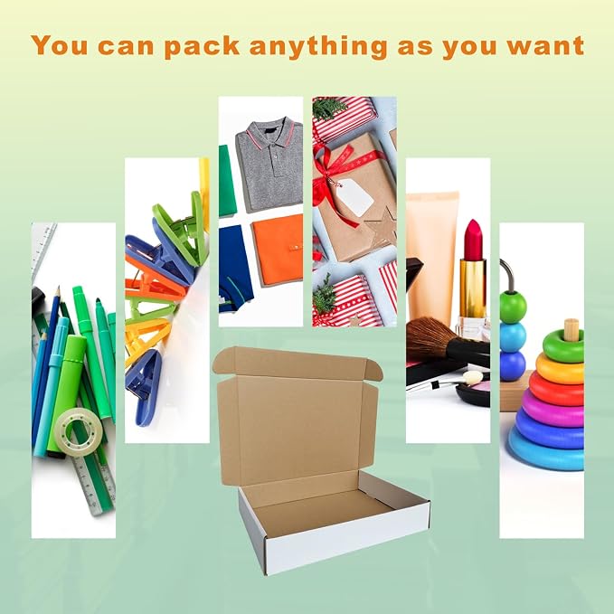 50 Pack 11.125x8.625x2'' Small Shipping Boxes, Corrugated Cardboard Mailers for Business, White (CM1182)