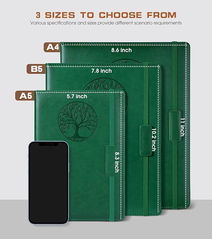 Lined Journal Notebook for Women Men,256 Pages B5 Large Hardcover Leather Journals for Writing,Travel,Business,Work & School,College Ruled Notebooks for Note Taking,Diary Notepad 7.8"×10.2"