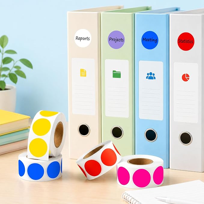 3/4 Inch Color Coding Label Stickers,5000PCS Circle Inventory Sticky Dots Sticker (10 Colors)