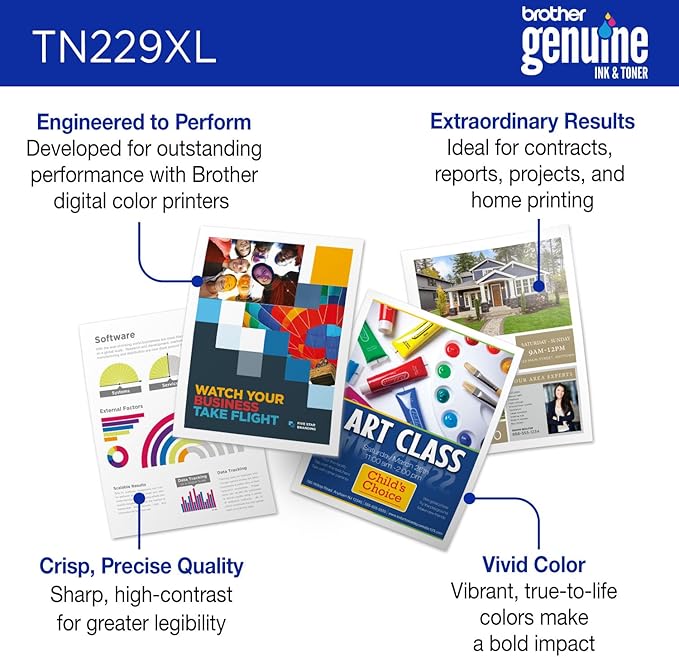 Brother Genuine TN229XLBK Black High Yield Printer Toner Cartridge - Print up to 3,000 Pages(1)