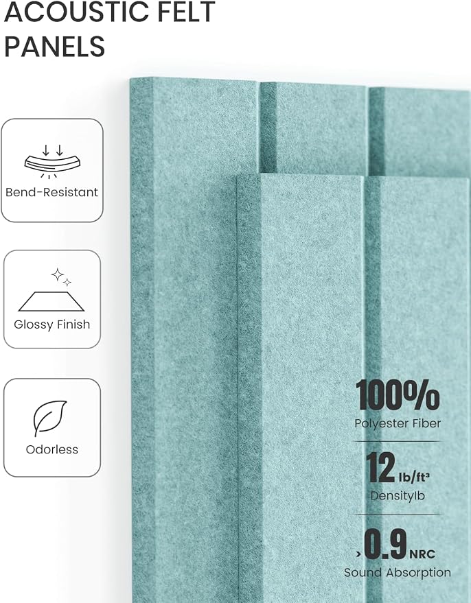 Fluxynara 48" x 36" Large Felt Bulletin Board, Aqua Blue | 12 Pack Cork Board Alternative with 60 Safe Adhesive Tabs, Pin Boards for Wall Decor, Home, Office, Classroom,Dorm
