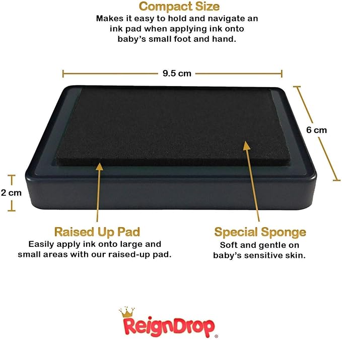ReignDrop Ink Pad For Baby Footprint & Handprint - Creates Impressive Long Lasting Keepsake Stamp for Infant & Kids. Smudge Proof, Easy to Wipe Off Skin, Safe Gentle Acid Free(Green)