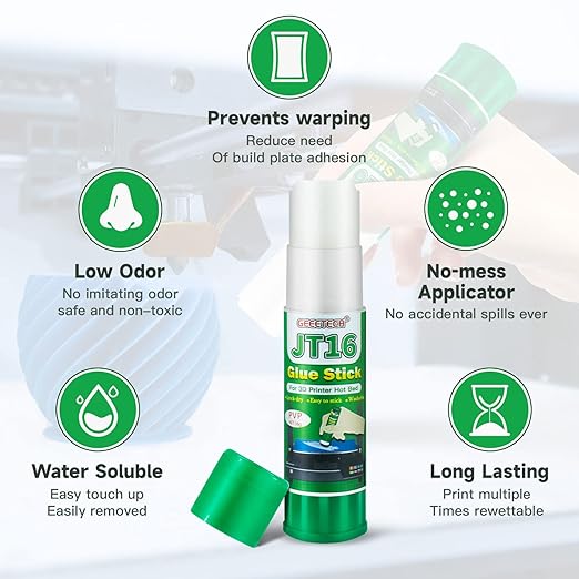 3D Printer Glue Sticks 3 Pieces for Glass, PEI Sheet, Aluminum Build Plate, Solid Adhesive for PETG, PLA, TPU, ABS Filament, 1.27oz*3, Washable Stick Glue