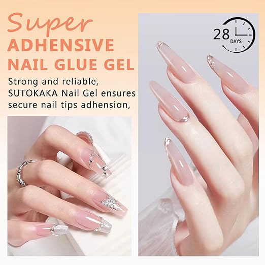 Solid Nail Glue Gel, 15g Soft Gel Nail Tips Glue Gel Super Strong Solid Gel Soak Off for Acrylic Nails Extension Fake Nails Press On Nails U V Lamp Curing Needed