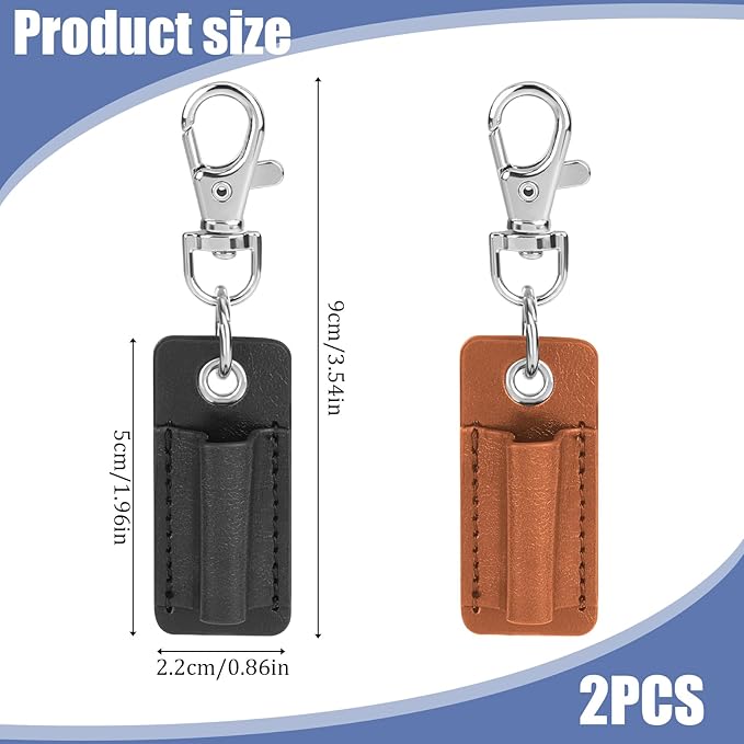 2 Pieces Pen Lanyard Holder Keychain, Anti-Lost Clip for Neck, Portable PU Leather Holder for Clipboard Badge