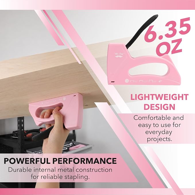 Mr. Pen- Light Duty Staple Gun with 2100 Staples and Staple Remover | 1/4, 5/16, 3/8 Inch, Pink, Stapler Gun for Wood, Upholstery, Fabric, Crafts, DIY and Decoration
