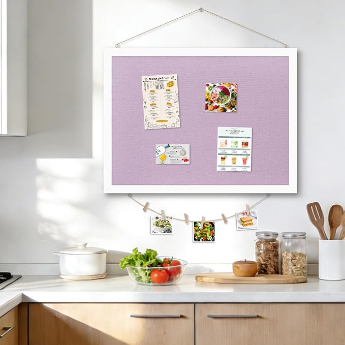DOLLAR BOSS Double-Sided Bulletin Boards with Linen, 30"x20" Cork Board, Purple