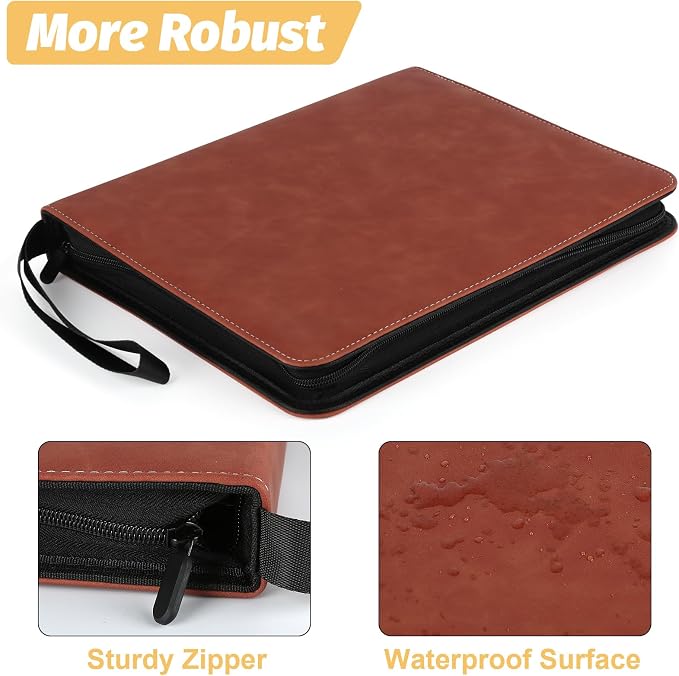GERMUN 9 Pocket Card Binder, Premium Zip Trading Card Binder, 720 Double Sided Pocket PU Card Collection Binder, Collector Card Album, Card Folder for MTG, TCG, Sports Cards, Game Cards (Brown1)