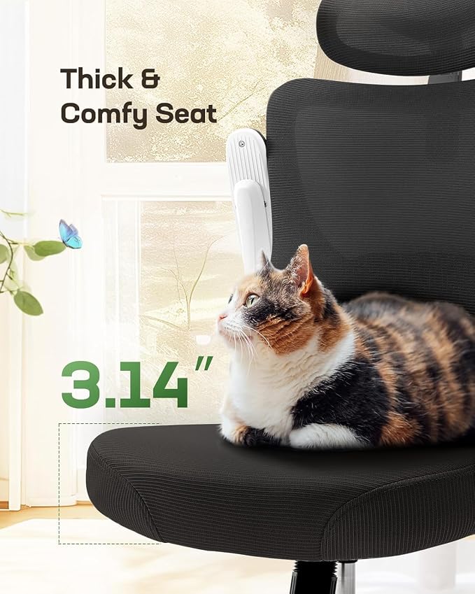 Marsail Ergonomic Office Chair with 3D Armrests, Pack of 2 | Office Desk Chair with High Back Mesh, Adjustable Lumbar Support, Rolling Work Swivel Task Chairs with Wheel, Headrest, home