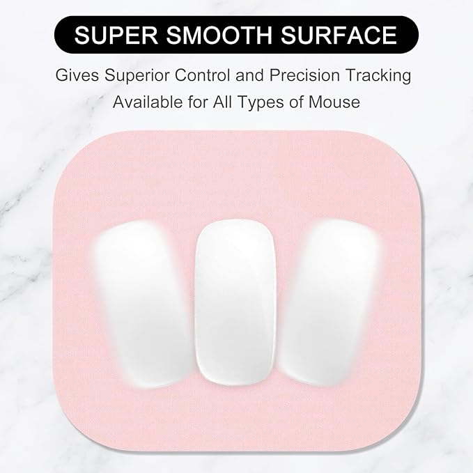 Hsurbtra Mouse Pad, Premium-Textured Small Square Mousepad 8 x 9 Inch Pink, Thick 3 mm Anti-Slip Waterproof Rubber Pretty Cute Computer Mat for Office Home Gaming Laptop Men Women Kids