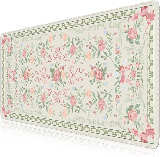 iCasso Green Desk Mat,Cute Desk Pad for Keyboard and Mouse | Anti-Slip Large Gaming Computer Mat,Soft Lycra Surface Laptop Pad Women,Aesthetic Girly Desk Cover for Home Work