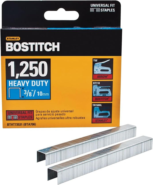 BOSTITCH Staples, Heavy Duty, 3/8 Inch, 1250 Piece (BTHT73531)