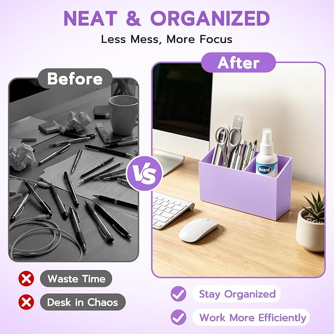 MR.MATE Magnetic Pen Holder, Purple Magnetic Cup for Fridge Whiteboard | Dry Erase Marker Pencil Holder with Acrylic Cup and Strong Magnet, Non-slip Design For Refrigerator Locker Office & Classroom