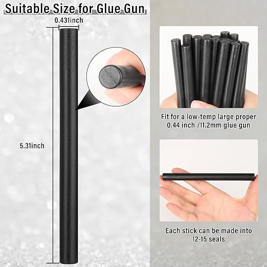 Sealing Wax Sticks, Paxcoo 20pcs Wax Seal Sticks, Glue Gun Sealing Wax Sticks for Wedding Invitations, Letter, Envelope, Cards and Crafts (Black)