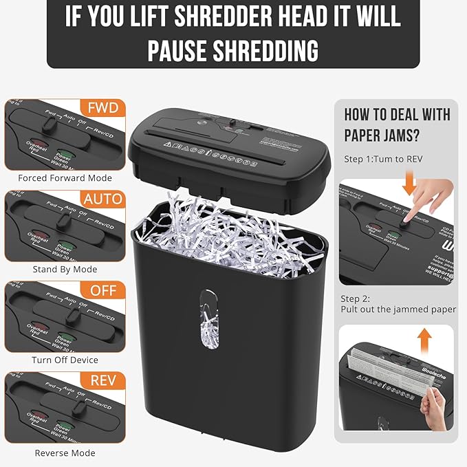 10-Sheet Strip Cut Paper Shredder, P-2 Security Level for Home Office, 3.17 Gallon Bin, Shreds CDs & Credit Cards, ETL Certified, Black