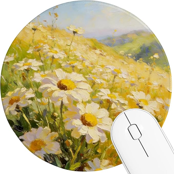 Round Mouse pad, high-end Texture, Sewn Edge Design, Anti-Slip Rubber Base. 8.6 x 8.6 inches (Little Flowers)