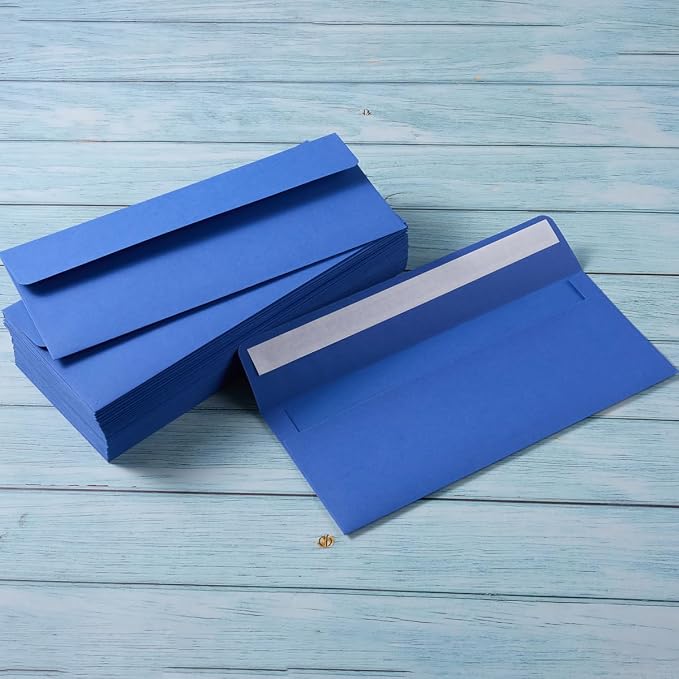 50 Pack #10 Business Envelopes, 4 1/8 x 9 1/2 Inches, Blue | Self Seal, Standard Business Envelopes For Greeting cards, Letter Mailing, Invitation