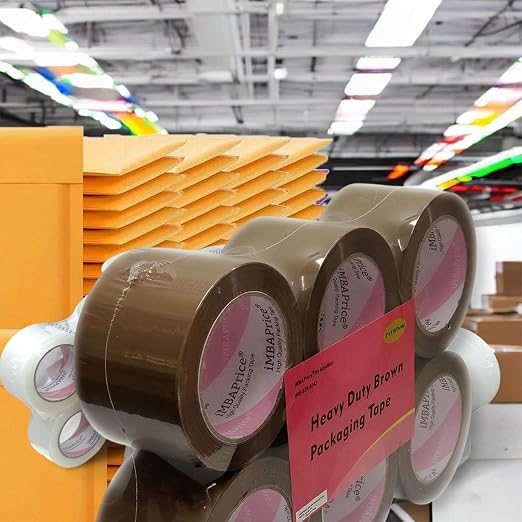 iMBAPrice Brown Packing Tape 3 Inch x 110 Yards, 6 Rolls | Heavy Duty Shipping & Packaging Tape, Strong Adhesive Carton Sealing Tape for Moving Boxes, Warehouse