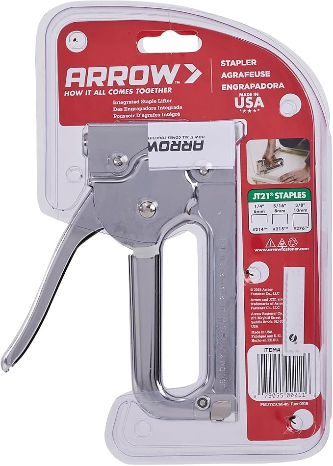 Arrow JT21CM Professional Light Duty Staple Gun for Upholstery, Crafts, Office, Fits 1/4", 5/16”, or 3/8" Staples (Pack of 4)