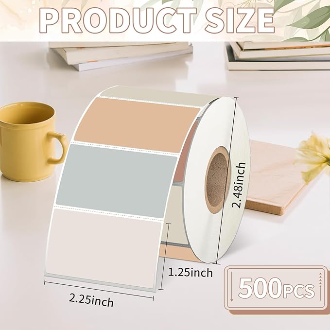 Starboling 2.25" x 1.25" Direct Thermal Labels,Self-Adhesive Printer Label for Address,Logo,Shipping,Barcodes,QR Code（Beige）