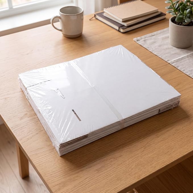 HORLIMER 12x9x3 inches Shipping Boxes Set of 6, White Corrugated Cardboard Mailer Box for Packing, Mailing, Small Business