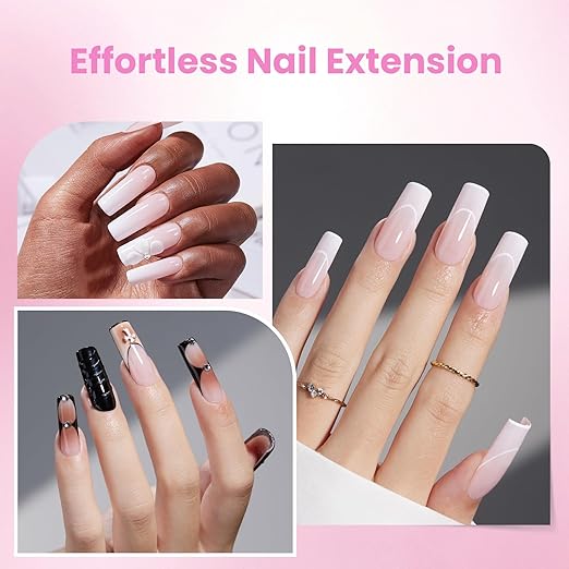 Beetles Tipex Lite Pre-Built Apex Gel Nail Tips, Square Long, 256pcs Value Pack, 16 Sizes, Flat-Nail Friendly Acrylic Tips for Natural Nail Beds, Easy for Beginner DIY