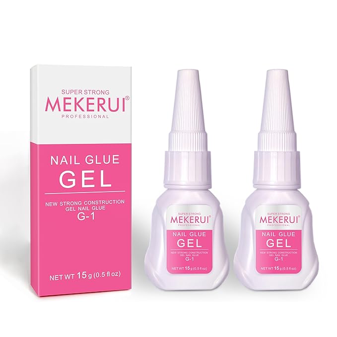 Nail Glue Gel 2 Pack – Super Strong Press On Nail Glue, Air Dry in 7 Seconds, No UV Lamp Needed, Thick Gel Formula for Long-Lasting False & Press-On Nails