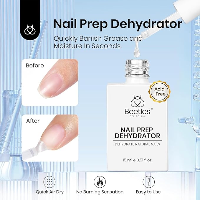 Beetles Nail Dehydrator & Nail Primer Set – No Lifting Nail Prep, Strong Bond, HEMA Free, Acid-Free, Long Lasting for Gel Nails & Acrylic
