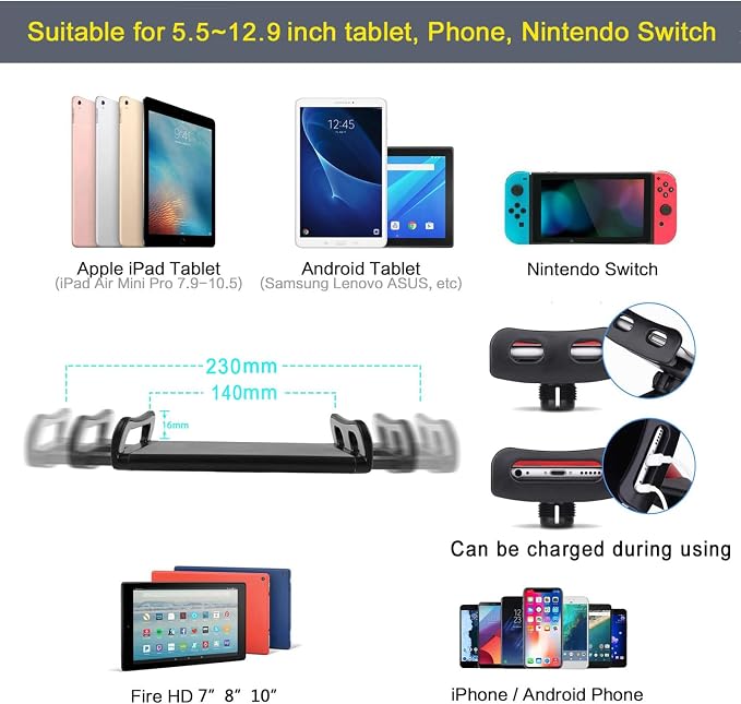 Tablet Floor Stand with 6LB Weight, Overhead Bed phone Stand Angle Height Adjustable Arm Stretchable Stand Holder, Compatible with iPhone iPad Mini Air Pro, Galaxy Tab, Kindle, E-Readers,all Phones