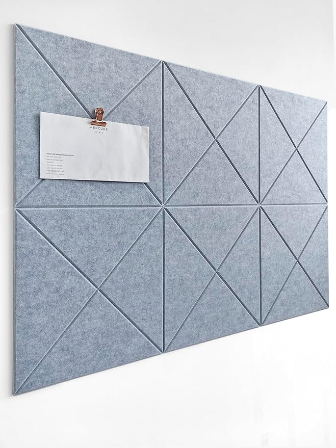 Cork Board 24 x36 Alternative - 6 Pack Felt Wall Tiles with Safe Removable Adhesive Tabs, Cork Boards for Walls Cork Board for Home Office Pin Board Tack Board - Blue Marble