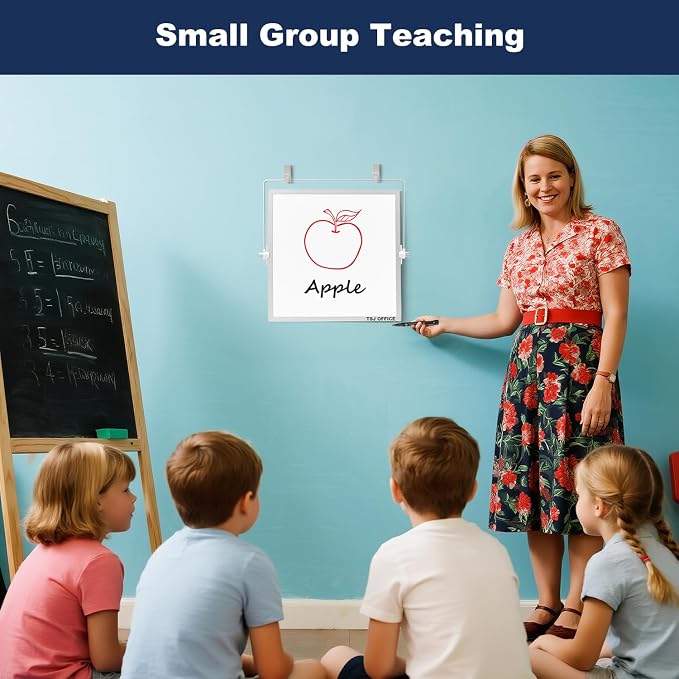 Small White Board - 10 X 10 Inches Silver Framed Dry Erase Board | Magnetic Desktop Whiteboard Stand 360 Degrees Revolving Double Sided for Office, Home, School, with Hooks for Wall